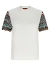 Missoni Short Sleeve T-shirt With Snake Pattern Insert In White