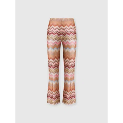 Missoni Snake-pattern Chevron Viscose Flared Trousers In Pink