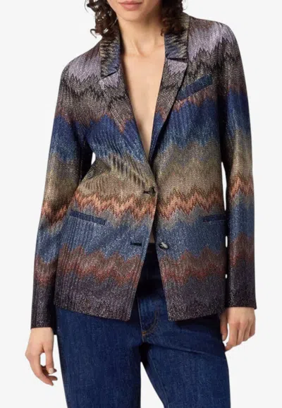 Missoni Snake-pattern Single-breasted Blazer In Blue