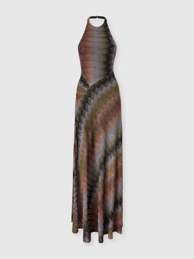 Missoni Snake-pattern Viscose Lamé Gown With Halter Neck In Multi