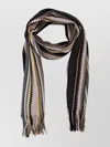 Missoni Soft Textured Scarf Fringed Edges In Black
