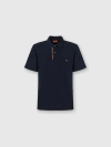 Missoni Solid Color Cotton Piqué Polo Shirt With Zigzag Embroidery And Contrasting Detail In Blue