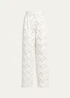 MISSONI SPACE-DYED BRODERIE ANGLAISE POPLIN TROUSERS