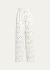 Missoni Chevron Broderie Anglaise Pleated Straight-leg Trousers In Sm9dy-zzbggrnbrnw