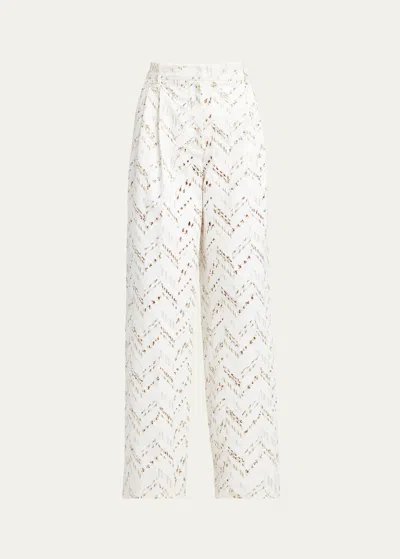 MISSONI SPACE-DYED BRODERIE ANGLAISE POPLIN TROUSERS