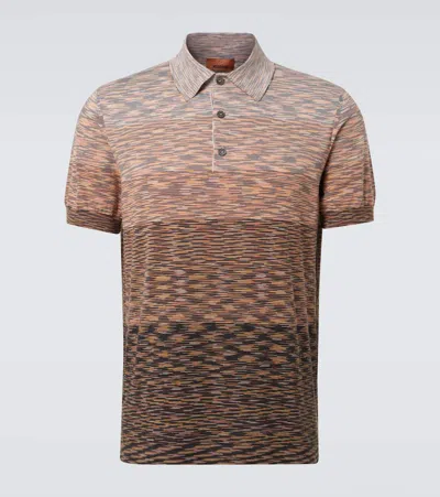 Missoni Space-dyed Cotton Polo Shirt In Brown