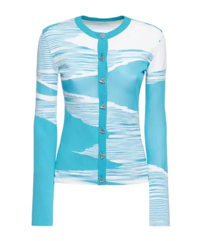 Missoni Space Dyed Intarsia Knit Cardigan In Blue