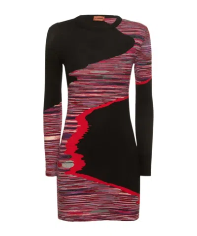 Missoni Space Dyed Wool Knit Mini Dress In Black