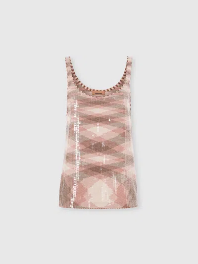 Missoni Space-dye Knit And Sequin Tank Top In Pink