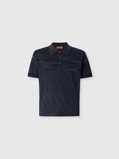 Missoni Space-dye Mercerized Cotton Polo Shirt In Black