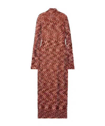 Missoni Space-dyed Wool-blend Midi Dress In Brown