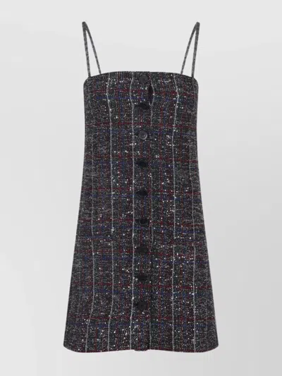MISSONI SPAGHETTI STRAP PLAID DRESS FEATURING BUTTONS