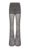 Missoni Sparkly Sheer Knit Trousers In Silver