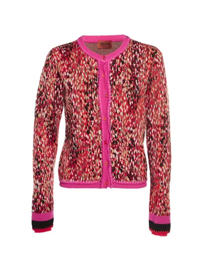 Pre-owned Missoni Speckled Knit Cardigan In Red