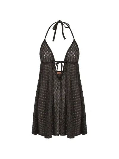 Missoni Spiderwebmotif Beach Dress In Brown