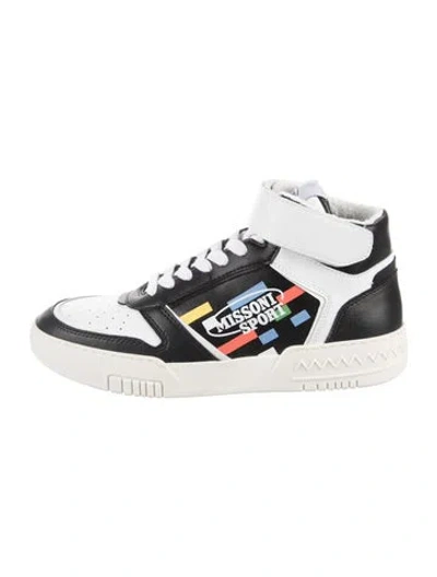 Pre-owned Missoni Sport Leather Graphic Print Athletic Sneakers In White