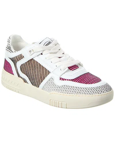 Missoni Sport Leather Sneaker In White