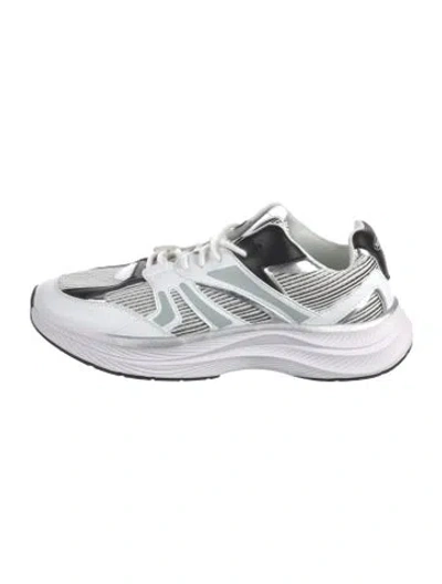 Pre-owned Missoni Sport Leather Striped Sneakers In Silver