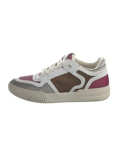 Pre-owned Missoni Sport Leather Striped Sneakers In White