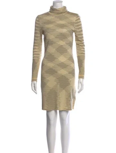 Pre-owned Missoni Sport Merino Wool Mini Dress In Neutral