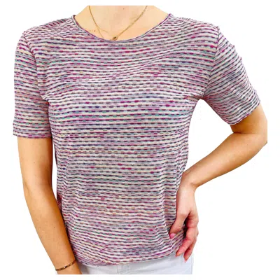 Pre-owned Missoni Sport Nwt 1990s  Size 44 / 8-10 Multi Color Vintage 90s Tee Shirt Blouse In Sand