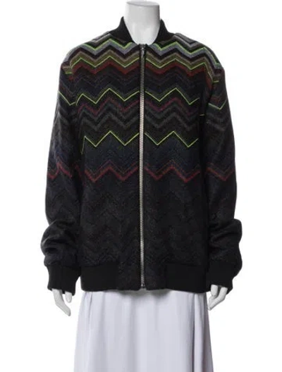 Pre-owned Missoni Sport Patterned Bomber Jacket W/ Tags In Blue