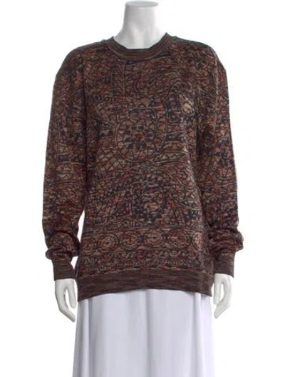 Pre-owned Missoni Sport Patterned Crew Neck Sweater In Brown