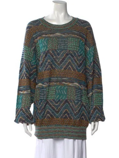Pre-owned Missoni Sport Patterned Crew Neck Sweater In Green