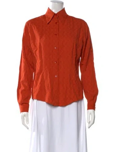 Pre-owned Missoni Sport Patterned Long Sleeve Button-up Top In Orange