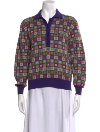 Pre-owned Missoni Sport Patterned Long Sleeve Top In Purple