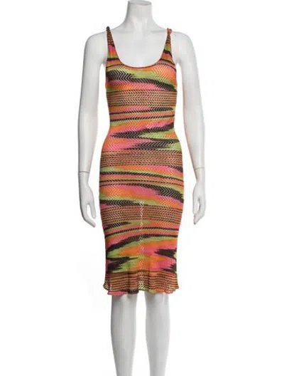 Pre-owned Missoni Sport Patterned Midi Length Dress In Orange