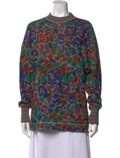 Pre-owned Missoni Sport Patterned Mock Neck Sweater In Green