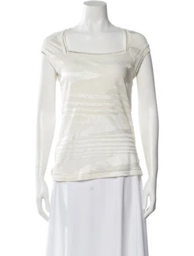 Pre-owned Missoni Sport Patterned Square Neckline Top In White