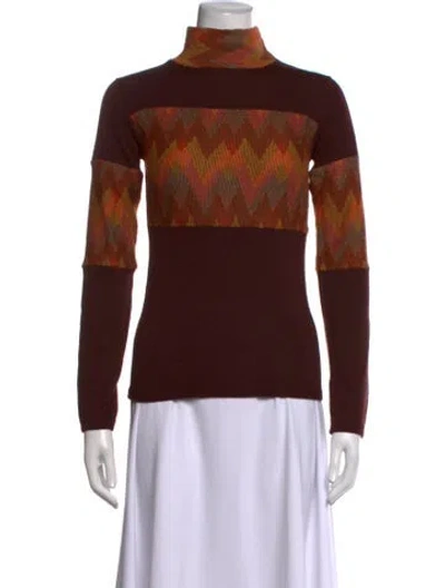 Pre-owned Missoni Sport Patterned Turtleneck Sweater In Brown