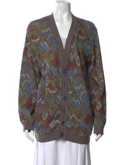 Pre-owned Missoni Sport Printed V-neck Sweater In Blue