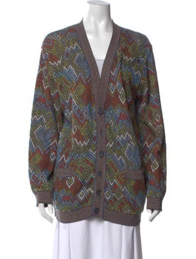 Pre-owned Missoni Sport Printed V-neck Sweater In Blue