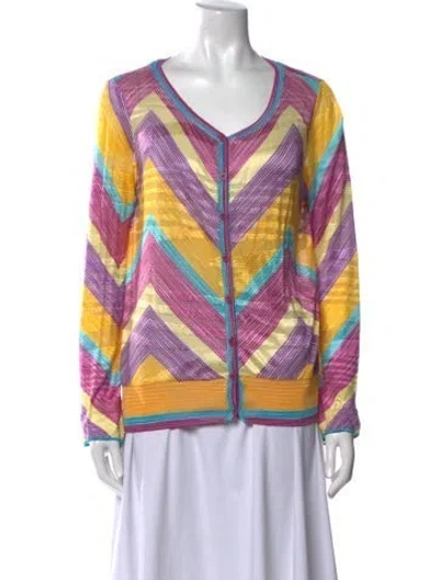 Pre-owned Missoni Sport Printed V-neck Sweater In Multi