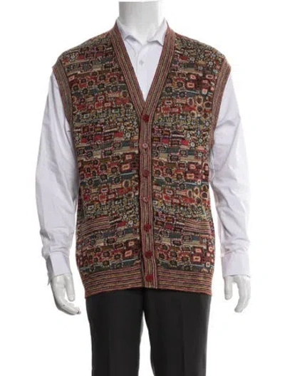 Pre-owned Missoni Sport Printed V-neck Sweater Vest In Red