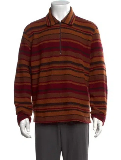 Pre-owned Missoni Sport Striped Collar Polo Sweater In Brown