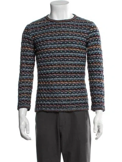 Pre-owned Missoni Sport Striped Crew Neck Pullover In Blue