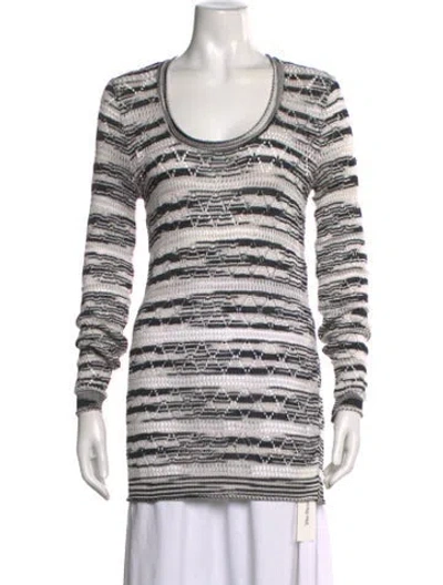 Pre-owned Missoni Sport Striped Crew Neck Sweater In White