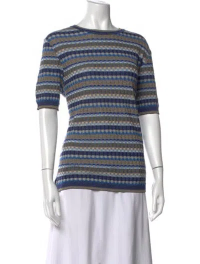 Pre-owned Missoni Sport Striped Crew Neck Top In Blue