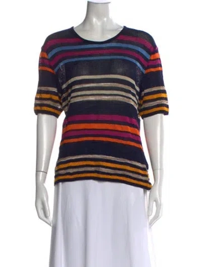 Pre-owned Missoni Sport Striped Crew Neck T-shirt In Blue
