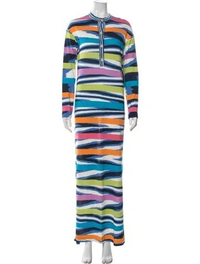 Pre-owned Missoni Sport Striped Long Dress In Blue