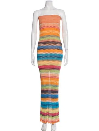 Pre-owned Missoni Sport Striped Long Dress In Orange