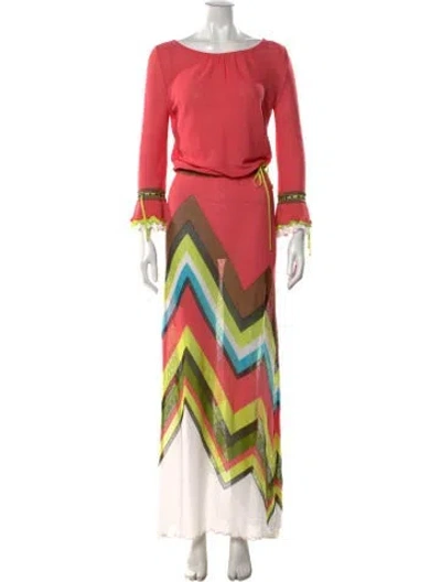 Pre-owned Missoni Sport Striped Long Dress In Pink