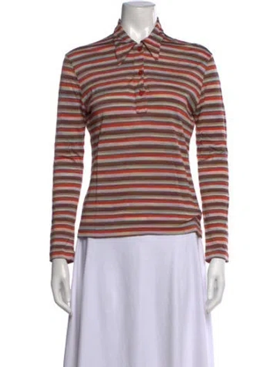 Pre-owned Missoni Sport Striped Long Sleeve Polo In Multicolor
