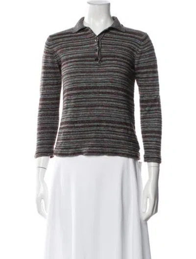 Pre-owned Missoni Sport Striped Open Front Sweater In Blue