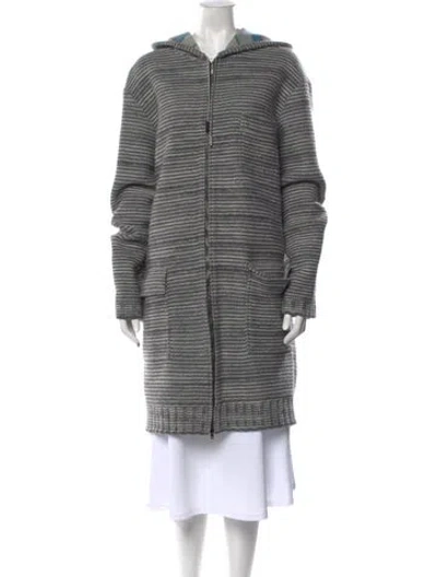 Pre-owned Missoni Sport Striped Open Front Sweater In Grey