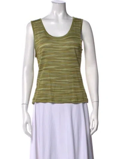 Pre-owned Missoni Sport Striped Scoop Neck Top In Green